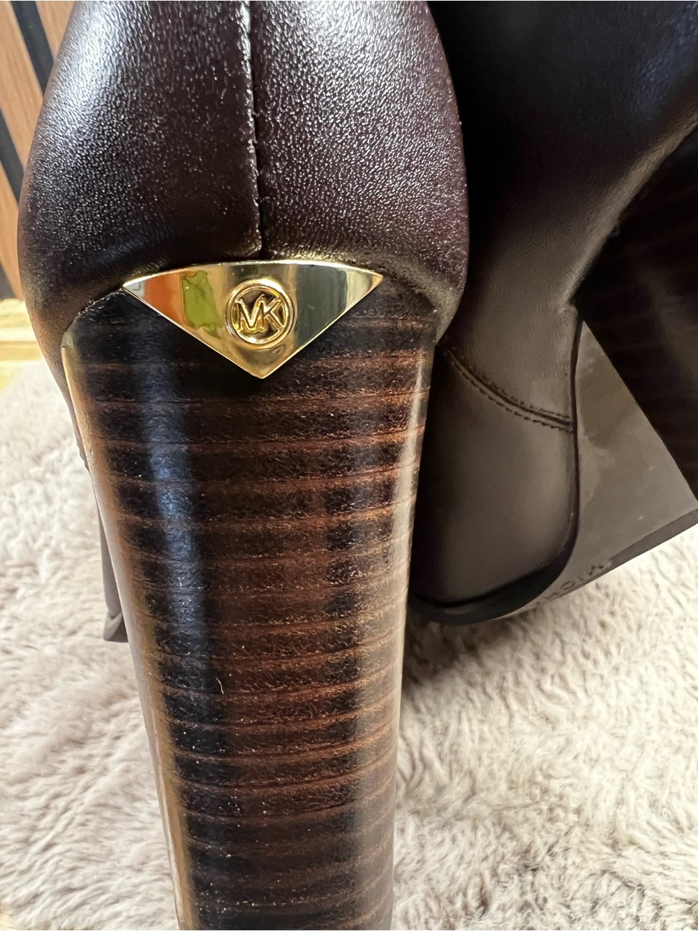 Michael Kors Lottie Leather Ankle Booties Brown Block Heel Size 8M - Picture 13 of 13